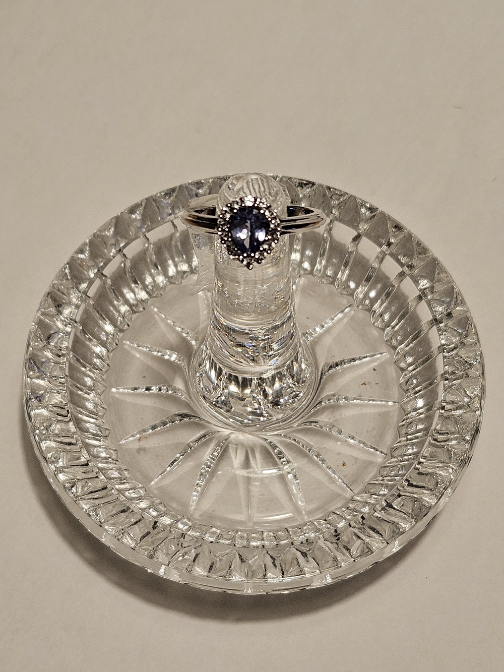 Purple Tanzanite With Diamond Chip Halo Set In 925 Sterling Silver, Size 7